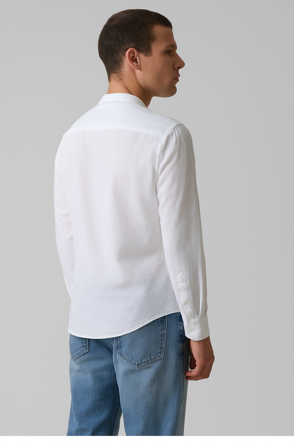 Alpine White Mandarin Linen Shirt