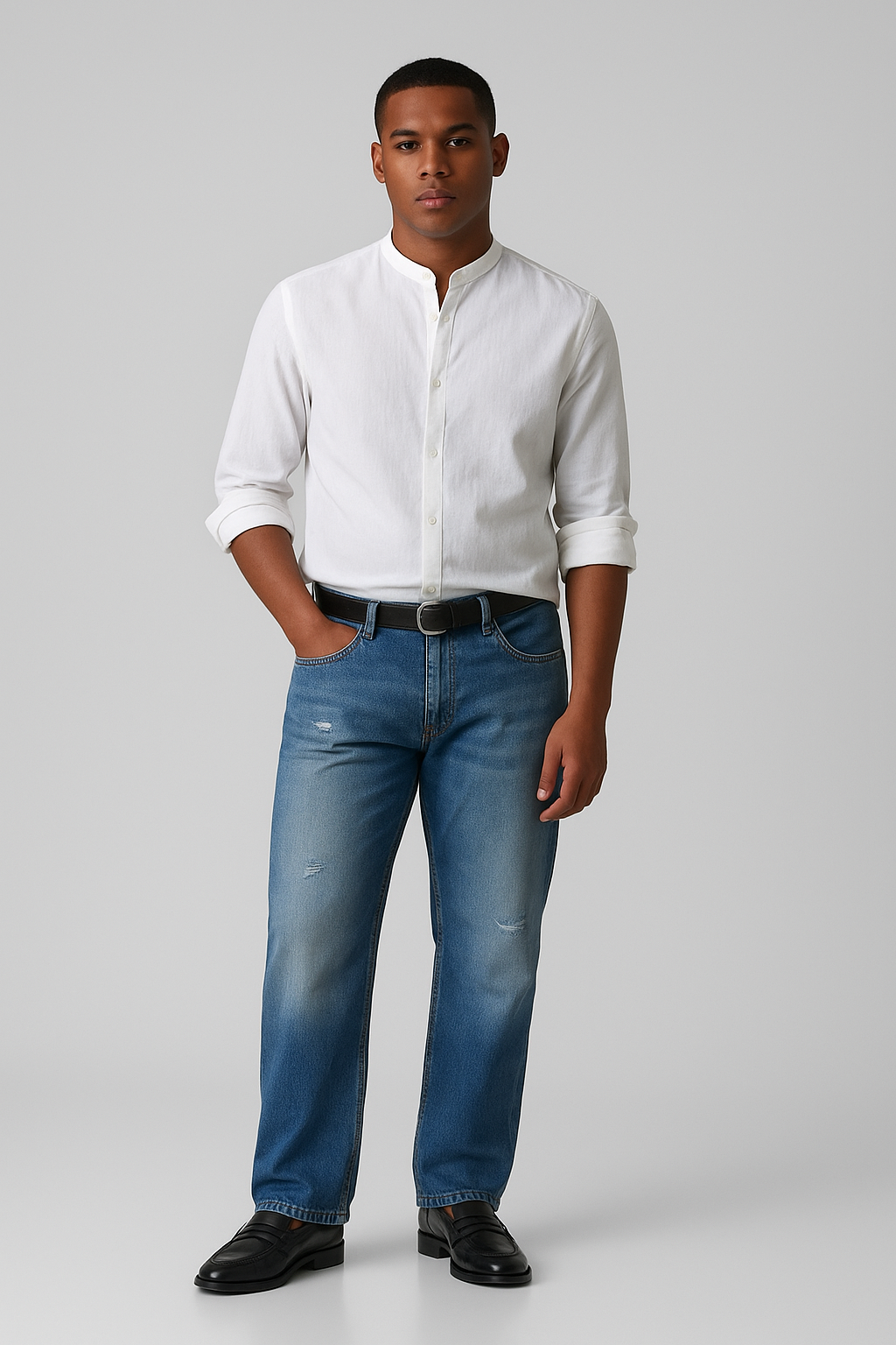 Alpine White Mandarin Linen Shirt