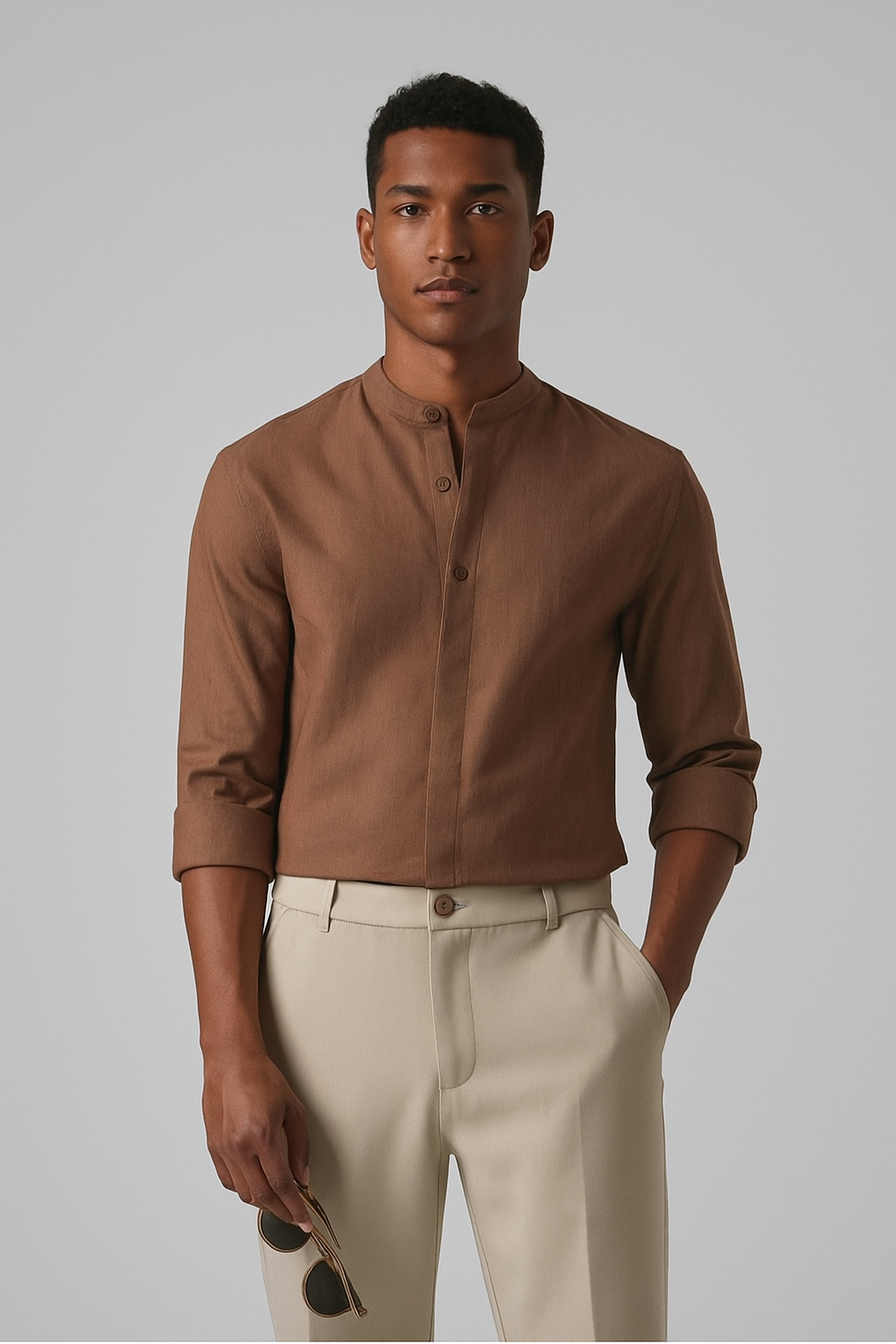 Terra Luxe Mandarin Linen Shirt