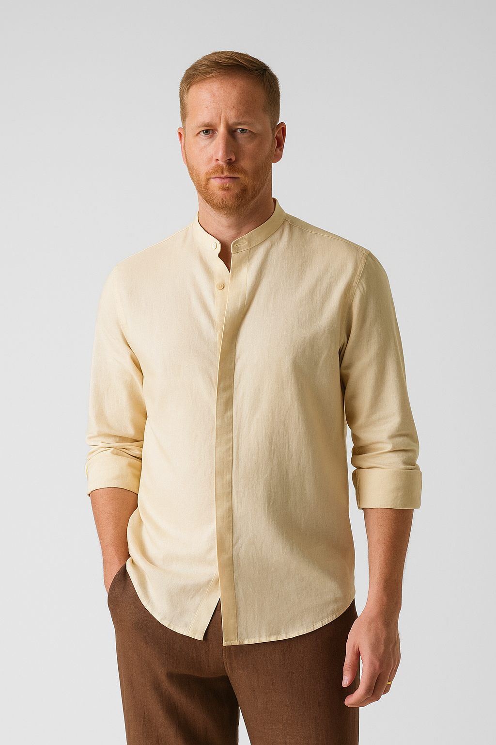 Sahara Dawn Band Collar Shirt