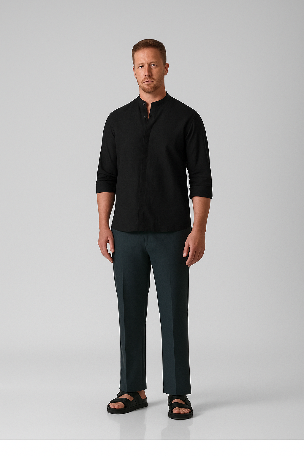 Noir Monarch Band Collar Shirt